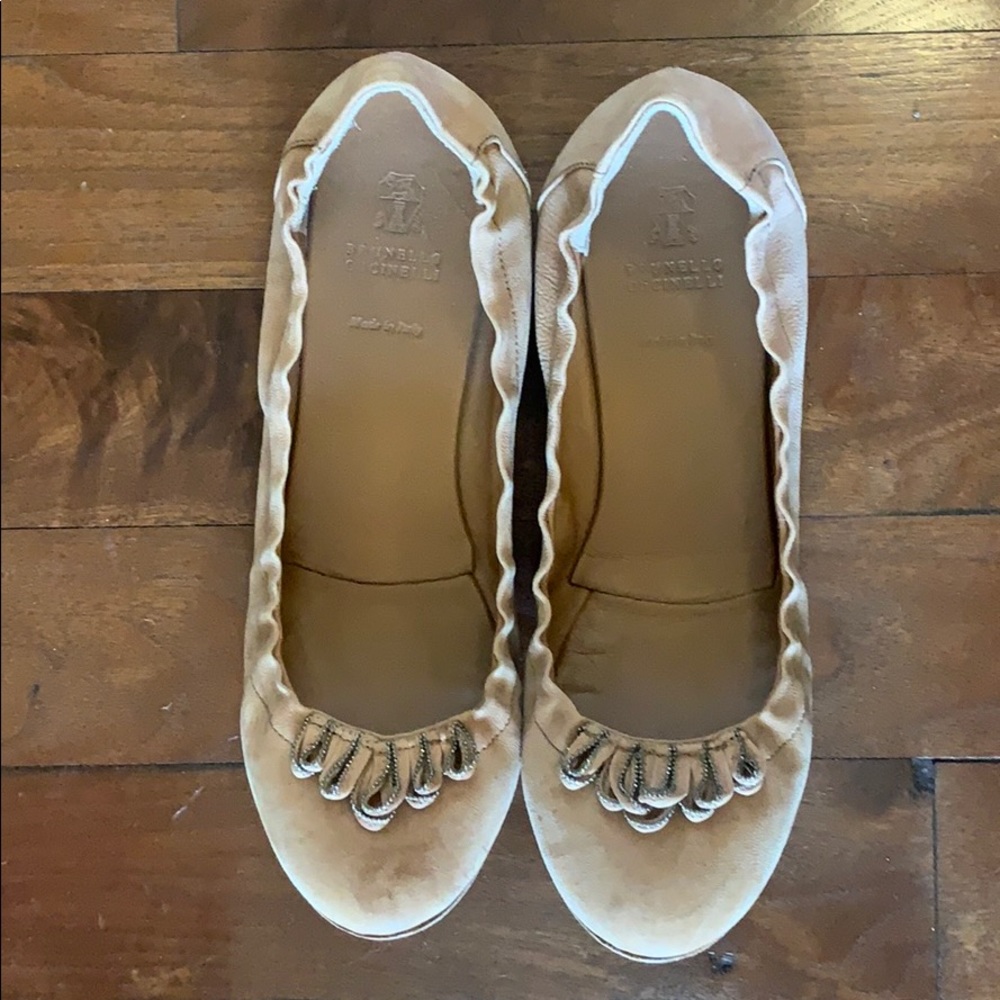 Brunello Cucinelli Tan Leather Flats